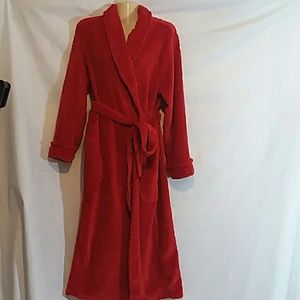 Mixit Women Large Red Plush Wrap Robe Swirls Embossed